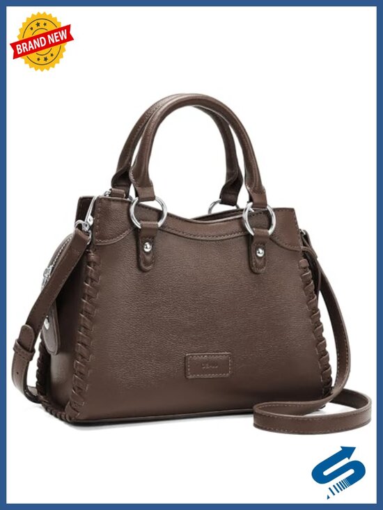 Handbags - GEMIU Vegan Leather Woven Crossbody Purse with Braided Trim & Detachable Strap